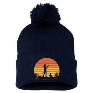 Paddle Surf Mother And Child Sunset Pom Pom 12in Knit Beanie