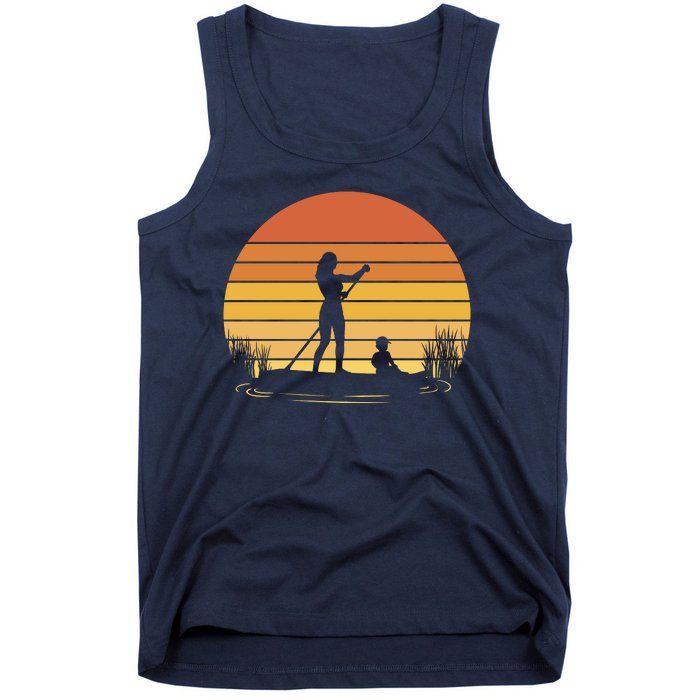 Paddle Surf Mother And Child Sunset Tank Top