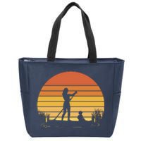 Paddle Surf Mother And Child Sunset Zip Tote Bag