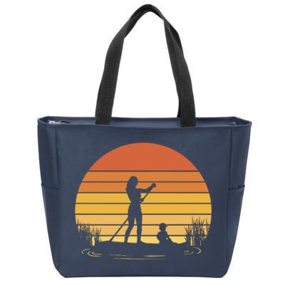 Paddle Surf Mother And Child Sunset Zip Tote Bag