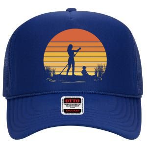 Paddle Surf Mother And Child Sunset High Crown Mesh Back Trucker Hat