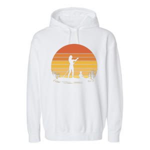 Paddle Surf Mother And Child Sunset Garment-Dyed Fleece Hoodie