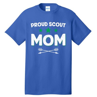 Proud Scout Mom Gift Scouting Camping Mothers Day Funny Gift Tall T-Shirt