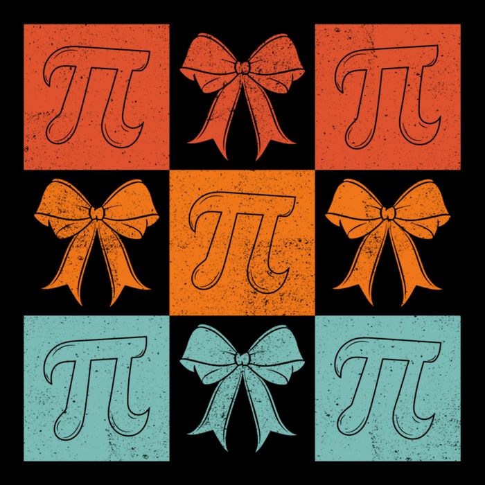 Pi Symbol Math Bow Retro Checkered Grid Pattern Gift Drawstring Bag
