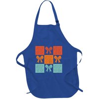 Pi Symbol Math Bow Retro Checkered Grid Pattern Gift Full-Length Apron With Pockets