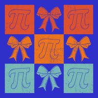 Pi Symbol Math Bow Retro Checkered Grid Pattern Gift Button