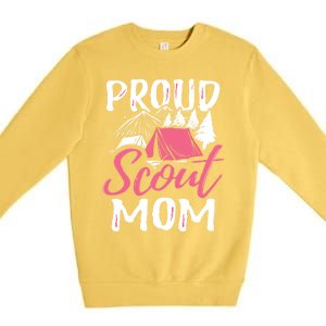 Proud Scout Mom Scouting Den Leader Cub Camping Troop Gift Cute Gift Premium Crewneck Sweatshirt