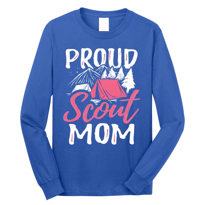 Proud Scout Mom Scouting Den Leader Cub Camping Troop Gift Cute Gift Long Sleeve Shirt