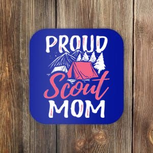 Proud Scout Mom Scouting Den Leader Cub Camping Troop Gift Cute Gift Coaster