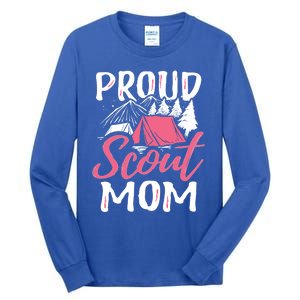 Proud Scout Mom Scouting Den Leader Cub Camping Troop Gift Cute Gift Tall Long Sleeve T-Shirt