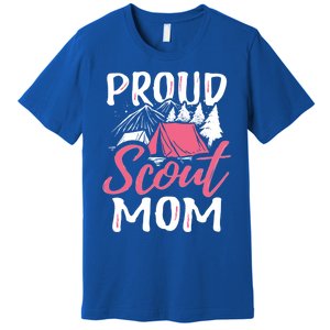 Proud Scout Mom Scouting Den Leader Cub Camping Troop Gift Cute Gift Premium T-Shirt