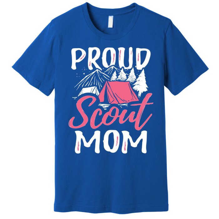 Proud Scout Mom Scouting Den Leader Cub Camping Troop Gift Cute Gift Premium T-Shirt