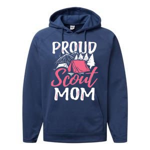 Proud Scout Mom Scouting Den Leader Cub Camping Troop Gift Cute Gift Performance Fleece Hoodie