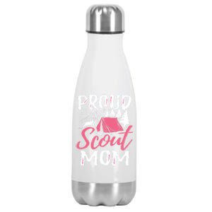 Proud Scout Mom Scouting Den Leader Cub Camping Troop Gift Cute Gift Stainless Steel Insulated Water Bottle