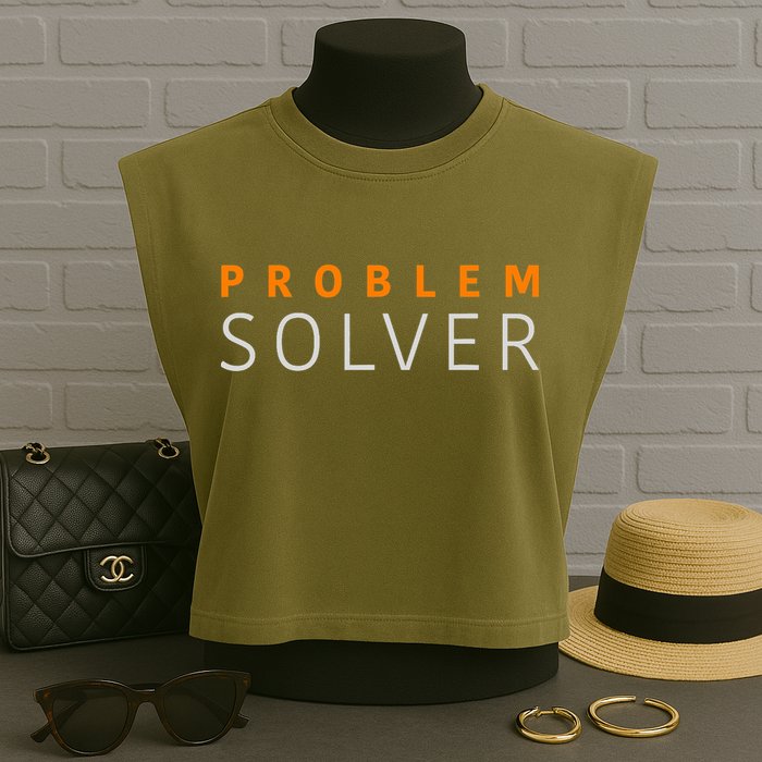 Problem SOLVER Mood Top Confident Positive Attitude Quote Garment-Dyed Women's Muscle Tee