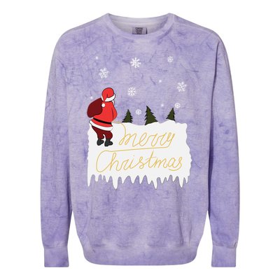 Peeing Santa Merry Christmas Ugly Christmas Xmas Funny Gift Colorblast Crewneck Sweatshirt