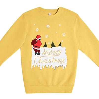 Peeing Santa Merry Christmas Ugly Christmas Xmas Funny Gift Premium Crewneck Sweatshirt