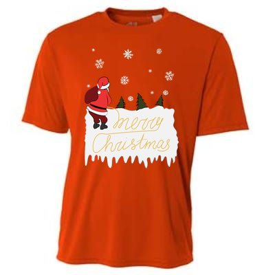 Peeing Santa Merry Christmas Ugly Christmas Xmas Funny Gift Cooling Performance Crew T-Shirt