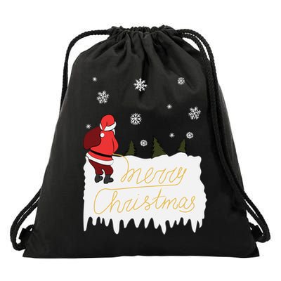Peeing Santa Merry Christmas Ugly Christmas Xmas Funny Gift Drawstring Bag