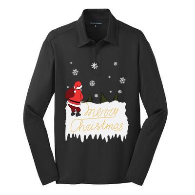 Peeing Santa Merry Christmas Ugly Christmas Xmas Funny Gift Silk Touch Performance Long Sleeve Polo