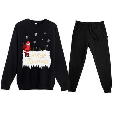 Peeing Santa Merry Christmas Ugly Christmas Xmas Funny Gift Premium Crewneck Sweatsuit Set