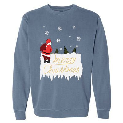 Peeing Santa Merry Christmas Ugly Christmas Xmas Funny Gift Garment-Dyed Sweatshirt