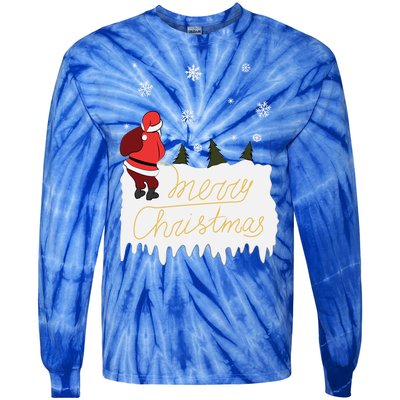 Peeing Santa Merry Christmas Ugly Christmas Xmas Funny Gift Tie-Dye Long Sleeve Shirt