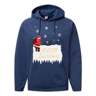 Peeing Santa Merry Christmas Ugly Christmas Xmas Funny Gift Performance Fleece Hoodie