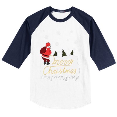 Peeing Santa Merry Christmas Ugly Christmas Xmas Funny Gift Baseball Sleeve Shirt