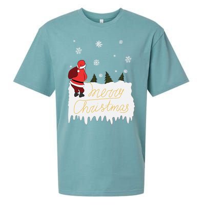 Peeing Santa Merry Christmas Ugly Christmas Xmas Funny Gift Sueded Cloud Jersey T-Shirt