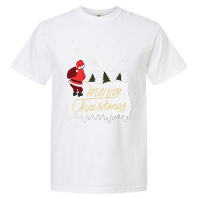 Peeing Santa Merry Christmas Ugly Christmas Xmas Funny Gift Garment-Dyed Heavyweight T-Shirt