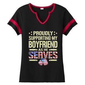 Proudly Supporting My Friend As He Serves Army Friend Great Gift Ladies Halftime Notch Neck Tee