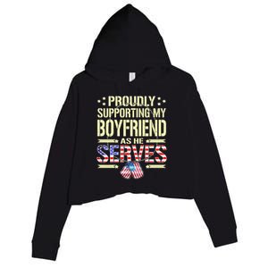 Proudly Supporting My Friend As He Serves Army Friend Great Gift Crop Fleece Hoodie