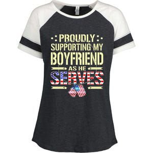 Proudly Supporting My Friend As He Serves Army Friend Great Gift Enza Ladies Jersey Colorblock Tee