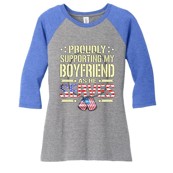 Proudly Supporting My Friend As He Serves Army Friend Great Gift Women's Tri-Blend 3/4-Sleeve Raglan Shirt