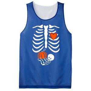 Pregnant Skeleton Mom Halloween Pregnancy Announcet Gift Mesh Reversible Basketball Jersey Tank