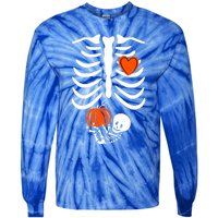 Pregnant Skeleton Mom Halloween Pregnancy Announcet Gift Tie-Dye Long Sleeve Shirt