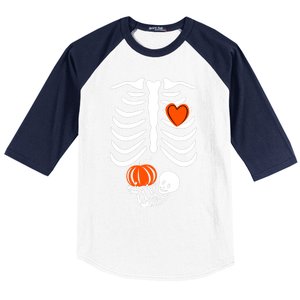 Pregnant Skeleton Mom Halloween Pregnancy Announcet Gift Baseball Sleeve Shirt