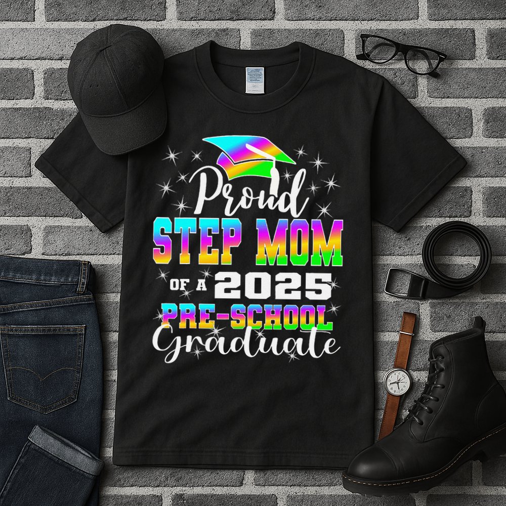 Proud Step Mom of Preschool Graduate 2025 Graduation Tall T-Shirt