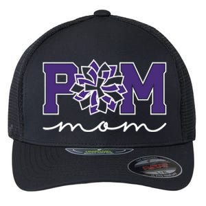 Pom Squad Mom For Dance Cheer Spirit Squad Purple Gift Flexfit Unipanel Trucker Cap