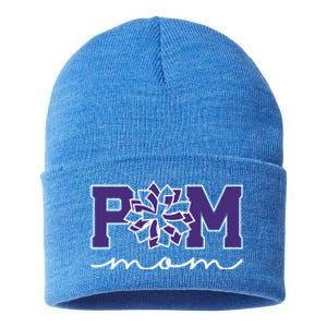 Pom Squad Mom For Dance Cheer Spirit Squad Purple Gift Sustainable Knit Beanie