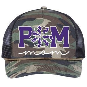 Pom Squad Mom For Dance Cheer Spirit Squad Purple Gift Retro Rope Trucker Hat Cap