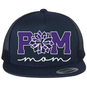 Pom Squad Mom For Dance Cheer Spirit Squad Purple Gift Flat Bill Trucker Hat