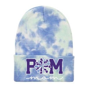 Pom Squad Mom For Dance Cheer Spirit Squad Purple Gift Tie Dye 12in Knit Beanie