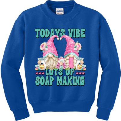 Pink Soap Maker Gnome Quote Todays Vibes Lots Of Soap Making Gift Kids Sweatshirt