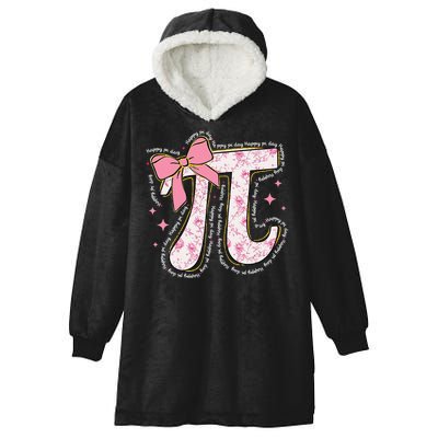 Pi Symbol Math Humor Mathematical Cute Pi Day Coquette Bow Hooded Wearable Blanket
