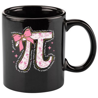 Pi Symbol Math Humor Mathematical Cute Pi Day Coquette Bow 11oz C Handle Ceramic Mug
