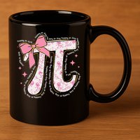 Pi Symbol Math Humor Mathematical Cute Pi Day Coquette Bow 11oz C Handle Ceramic Mug