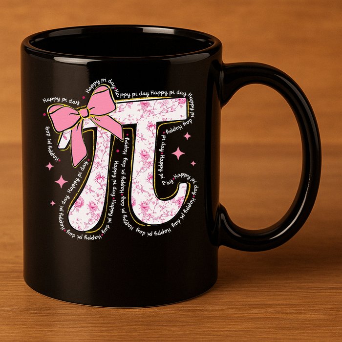 Pi Symbol Math Humor Mathematical Cute Pi Day Coquette Bow 11oz C Handle Ceramic Mug