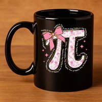 Pi Symbol Math Humor Mathematical Cute Pi Day Coquette Bow 11oz C Handle Ceramic Mug